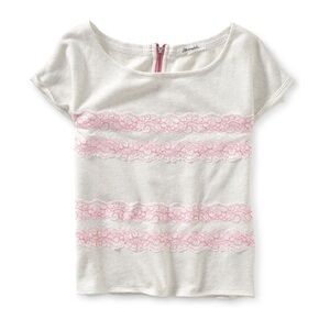 Aeropostale Juniors Zip Lace Embellished T-Shirt
